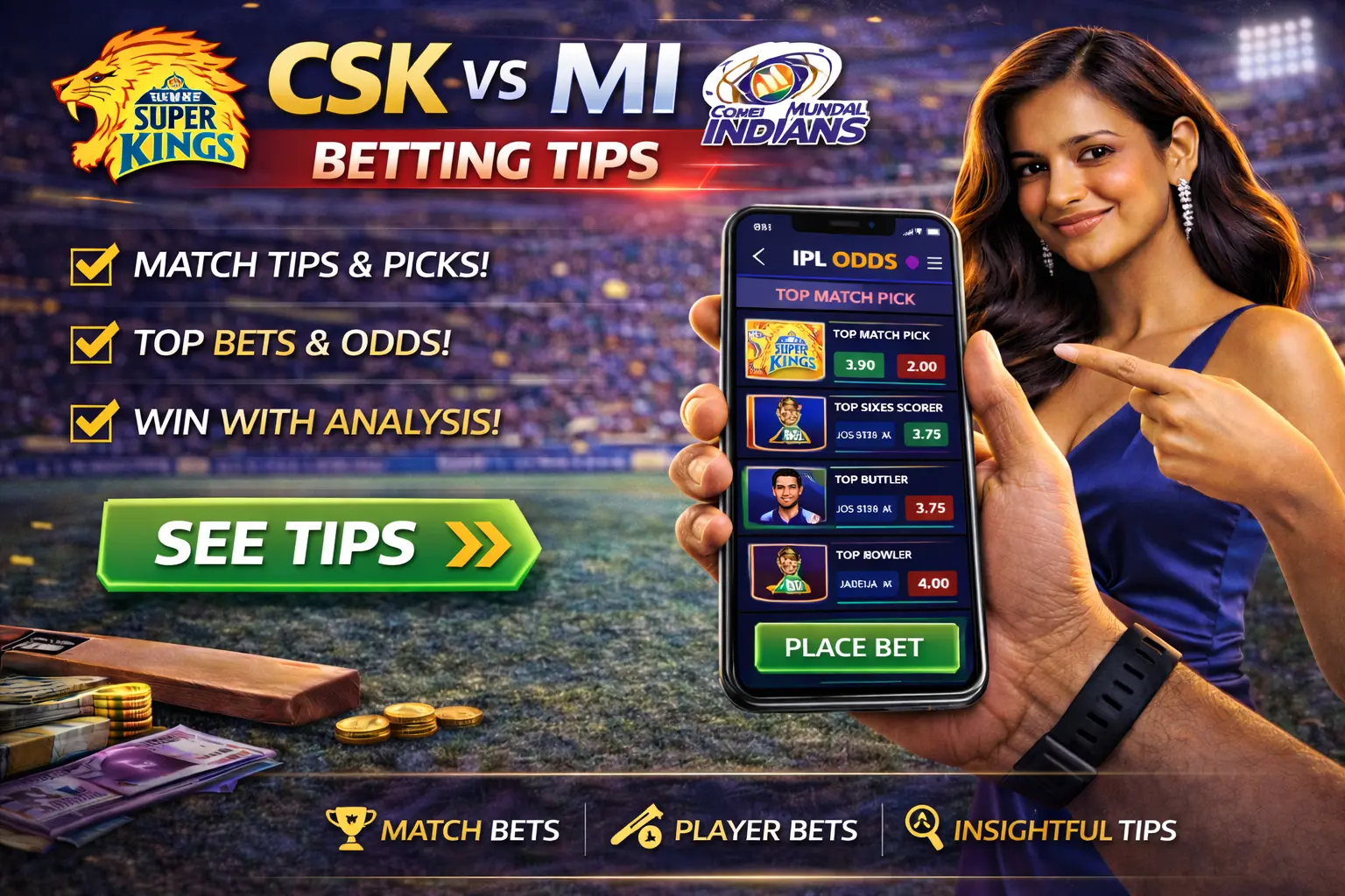 CSK vs MI betting tips — odds, team form, venue context, key player angles and match prediction for IPL