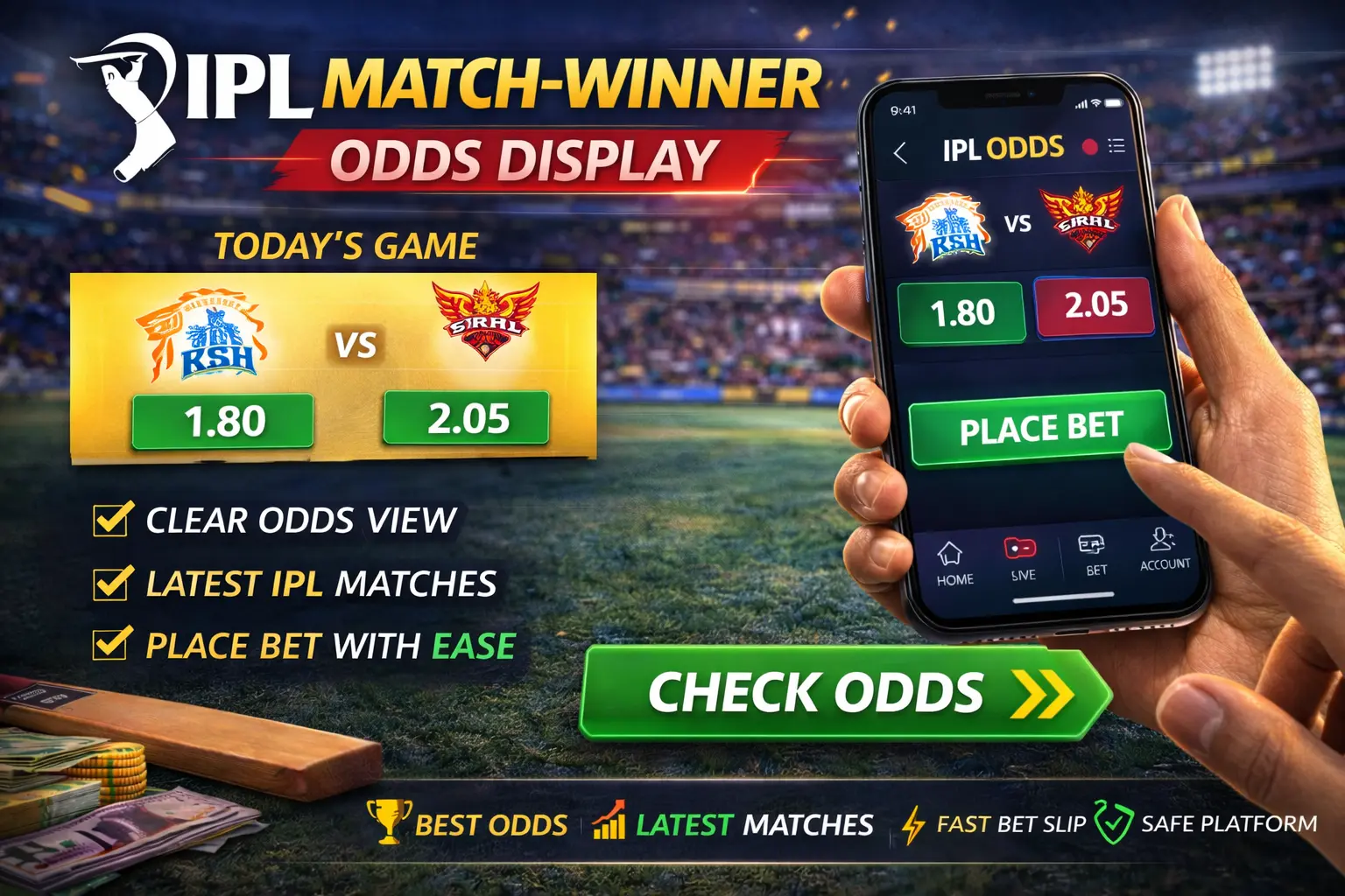 IPL match winner odds comparison — team strength, venue conditions and public betting activity reflected in prices