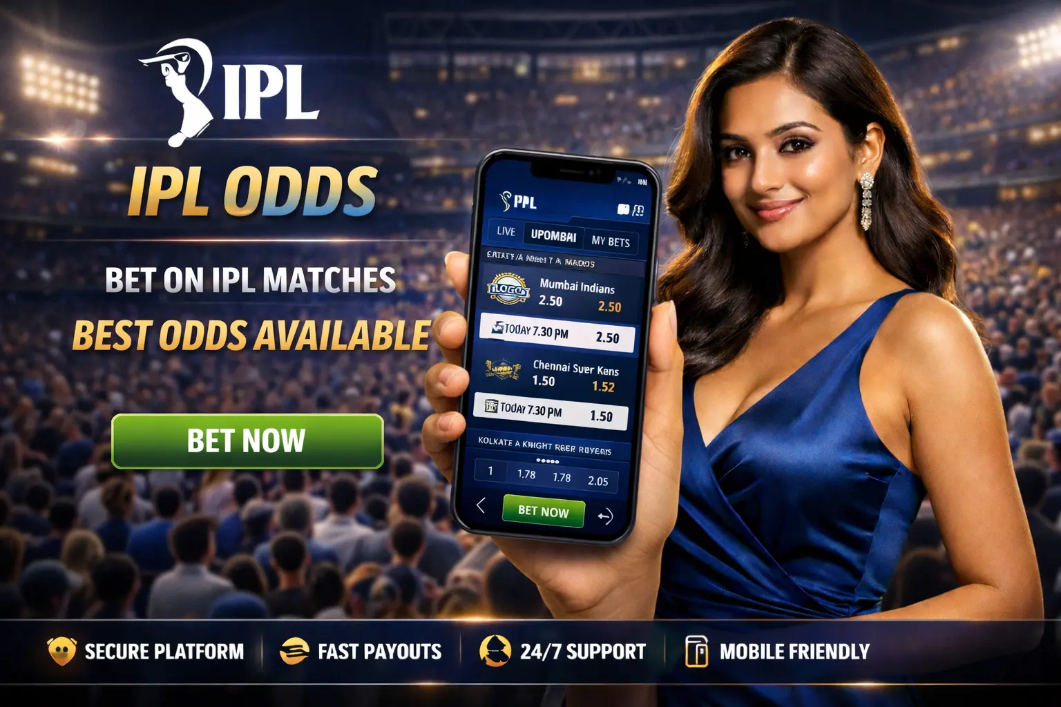 IPL betting odds displayed on mobile phone — checking match winner lines and player props before placing a bet