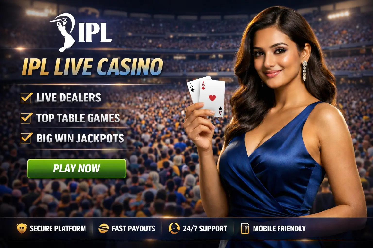 Packed IPL stadium stands with fans cheering during evening match — popularity of IPL betting in India