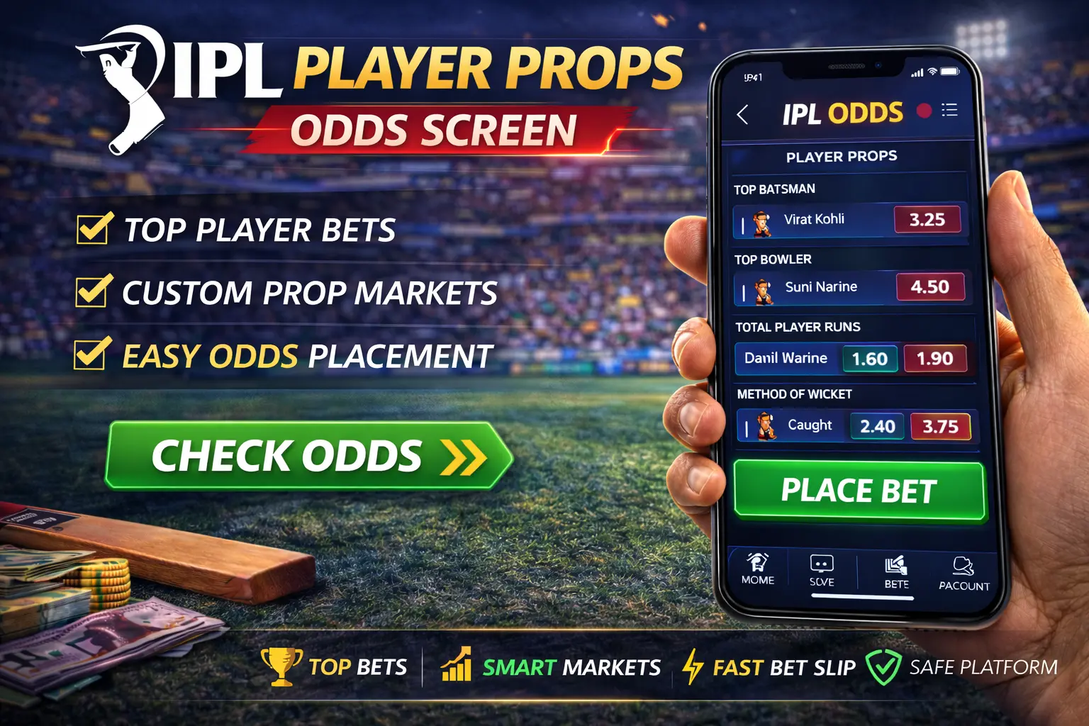 IPL player prop markets — top run scorer, wicket totals, sixes and individual performance betting lines