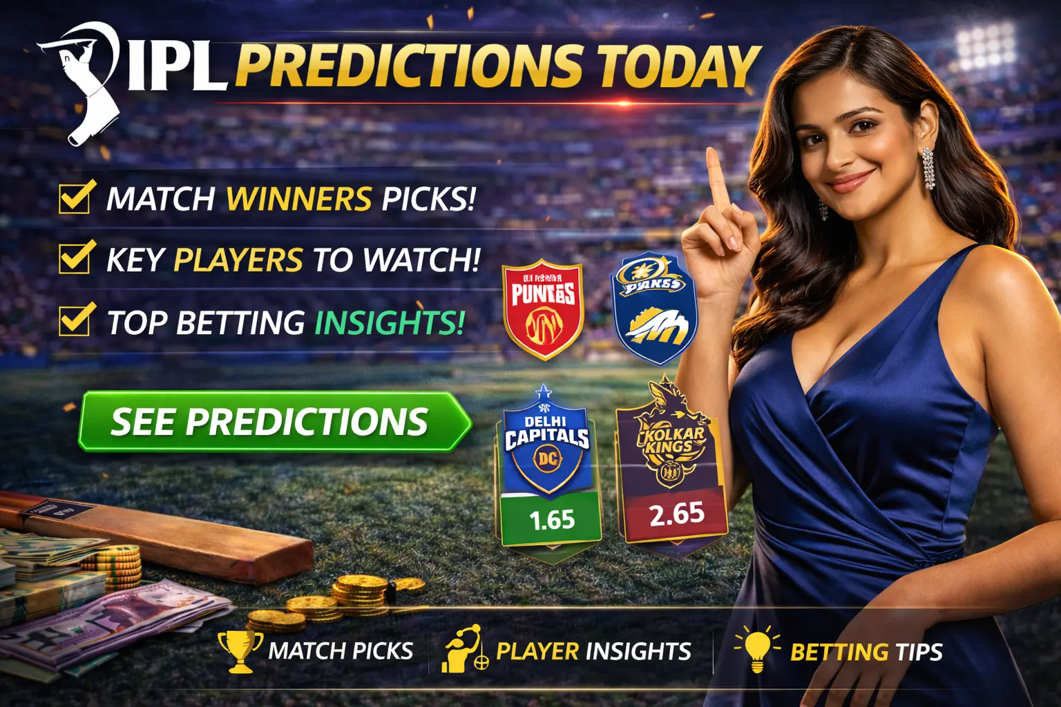 IPL predictions today — expert betting tips, match angles, value picks and daily analysis for cricket betting